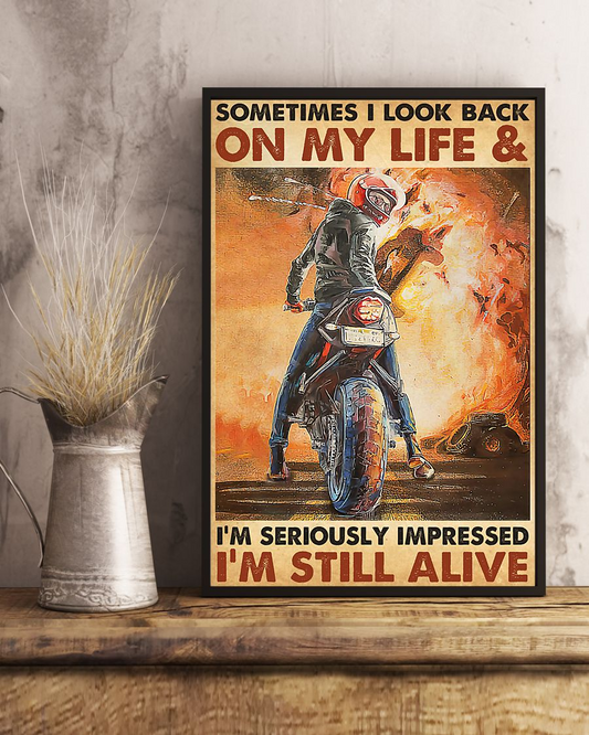 Motorcycle Canvas Prints Sometimes I Lock Back On My Life Vintage Wall Art Gifts Vintage Home Wall Decor Canvas - Mostsuit