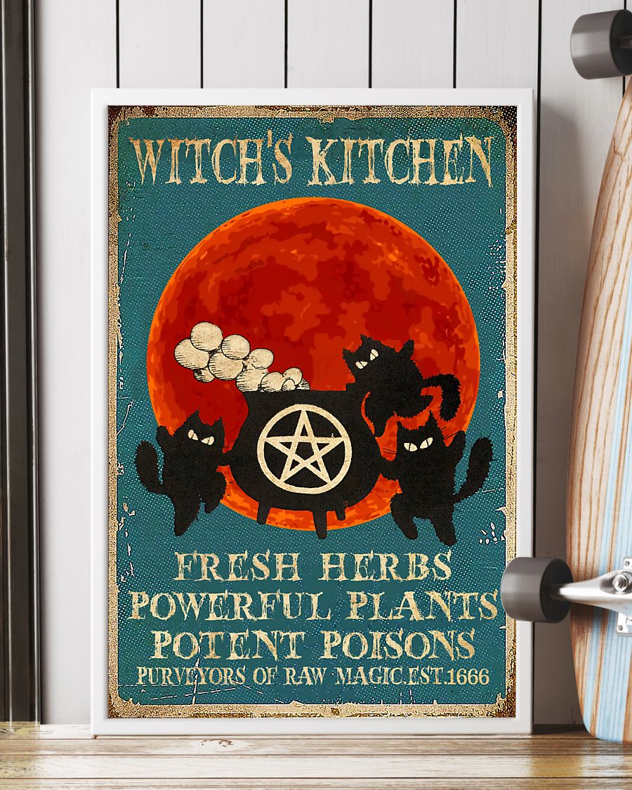 Black Cat Loves Witch's Kitchen Fresh Herbs Powerful Plants Poster Vintage Room Home Decor Wall Art Gifts Idea - Mostsuit