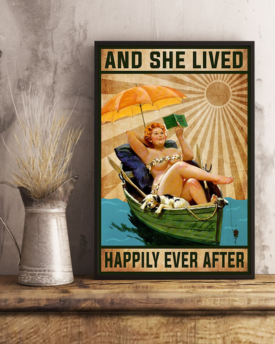 Book And Dog Poster And She Lived Happily Ever After Vintage Room Home Decor Wall Art Gifts Idea - Mostsuit