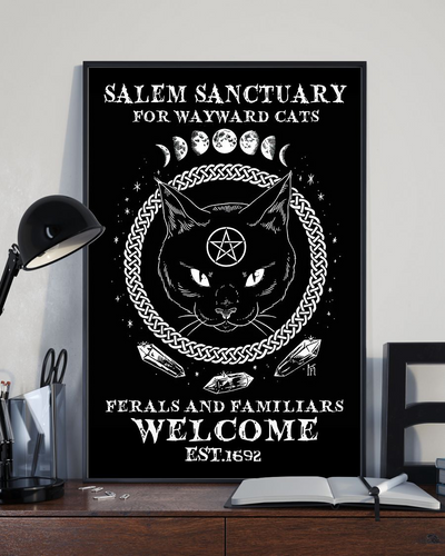 Black Cat Witch Salem Sanctuary Poster Vintage Room Home Decor Wall Art Gifts Idea - Mostsuit