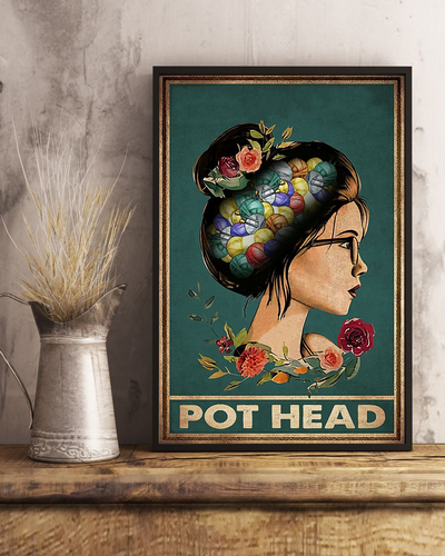 Yarn Knitting Crochet Girl Canvas Prints Pot Head Vintage Wall Art Gifts Vintage Home Wall Decor Canvas - Mostsuit