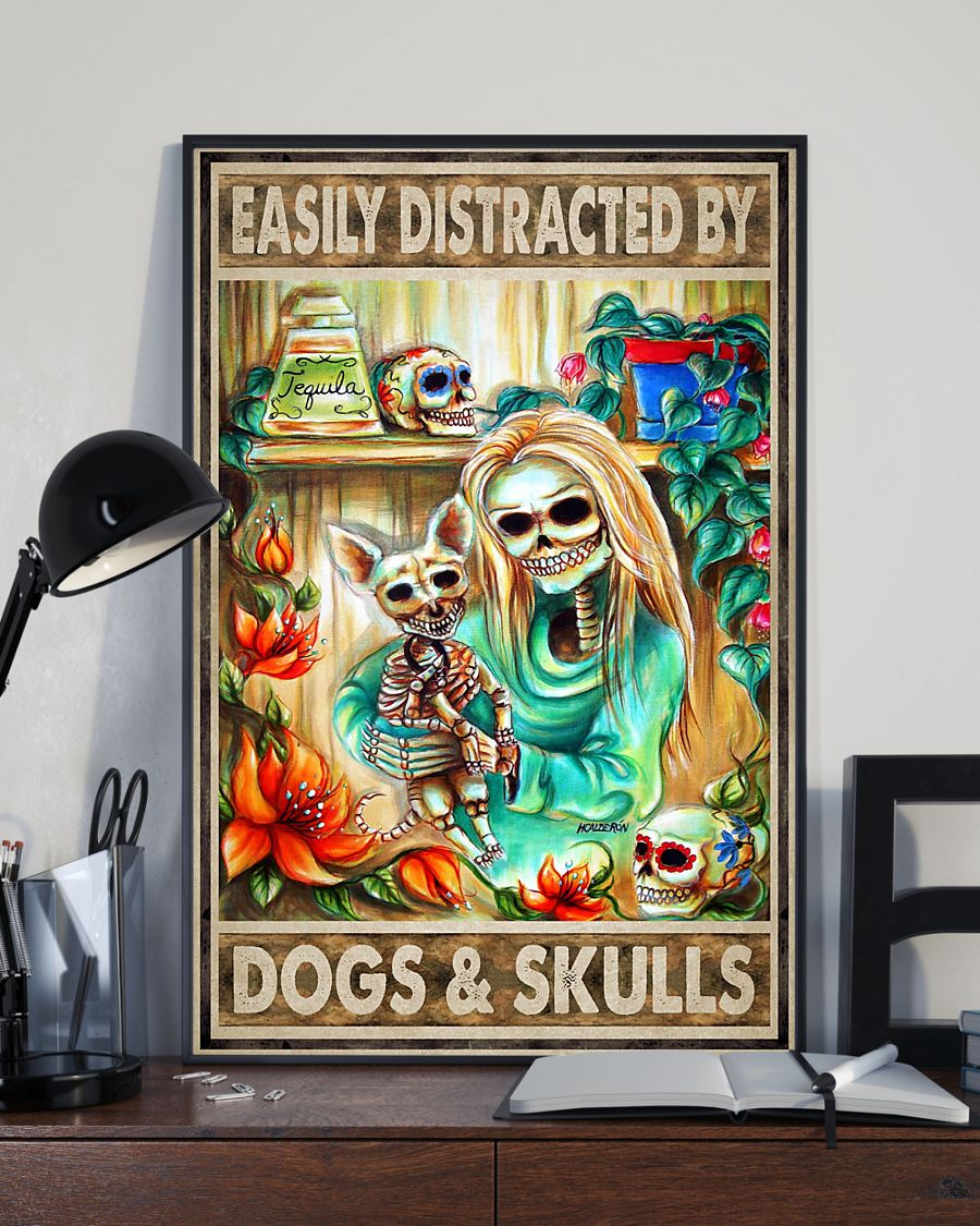 Dogs And Skulls Canvas Prints Easily Distracted Vintage Wall Art Gifts Vintage Home Wall Decor Canvas - Mostsuit