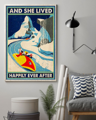 Sledding Poster And She Lived Happily Ever After Vintage Room Home Decor Wall Art Gifts Idea - Mostsuit