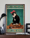 Cat Book Loves Poster Just A Girl Who Loves Cats And Books Vintage Room Home Decor Wall Art Gifts Idea - Mostsuit