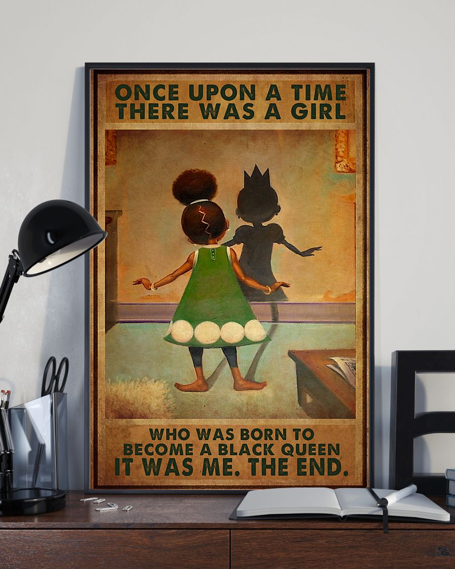 Black Queen Afro Girl Poster Once Upon A Time There Was A Girl Vintage Room Home Decor Wall Art Gifts Idea - Mostsuit