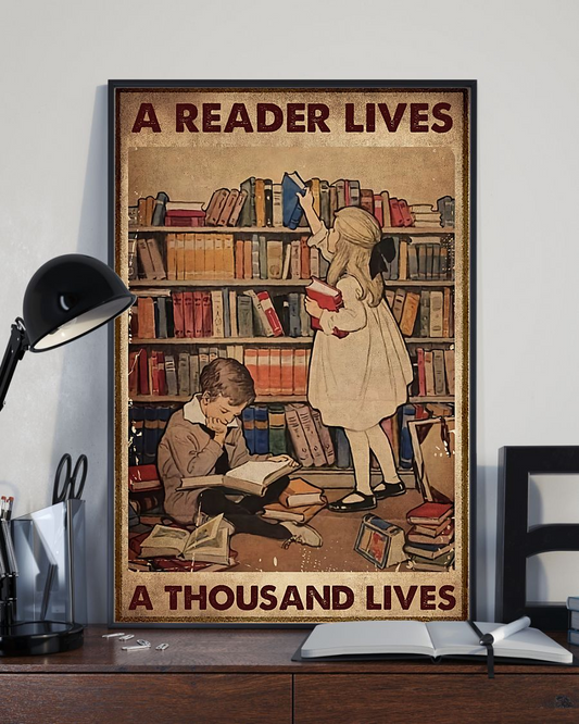 Book Loves Poster A Reader Lives A Thousand Lives Vintage Room Home Decor Wall Art Gifts Idea - Mostsuit