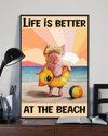 Pig Loves Poster Life Is Better At The Beach Vintage Room Home Decor Wall Art Gifts Idea - Mostsuit