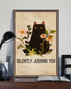 Black Cat Poster Silently Judging You Vintage Room Home Decor Wall Art Gifts Idea - Mostsuit