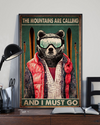 Bear Skiing Canvas Prints Mountains Are Calling And I Must Go Vintage Wall Art Gifts Vintage Home Wall Decor Canvas - Mostsuit