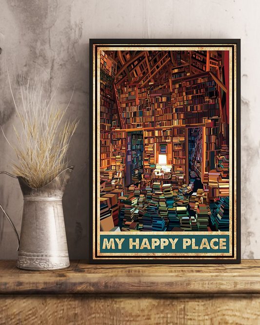 Book Loves Poster My Happy Place Vintage Room Home Decor Wall Art Gifts Idea - Mostsuit
