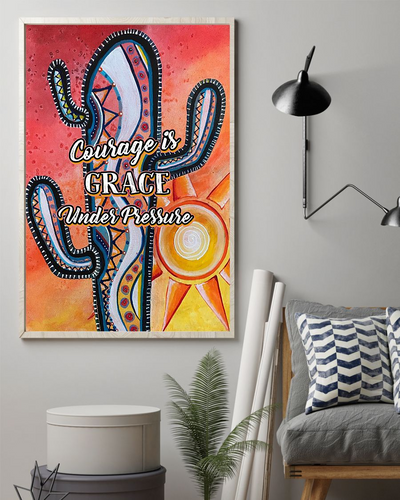 Cactus Courage Is Grace Under Pressure Canvas Prints Geometric Vintage Wall Art Gifts Vintage Home Wall Decor Canvas - Mostsuit