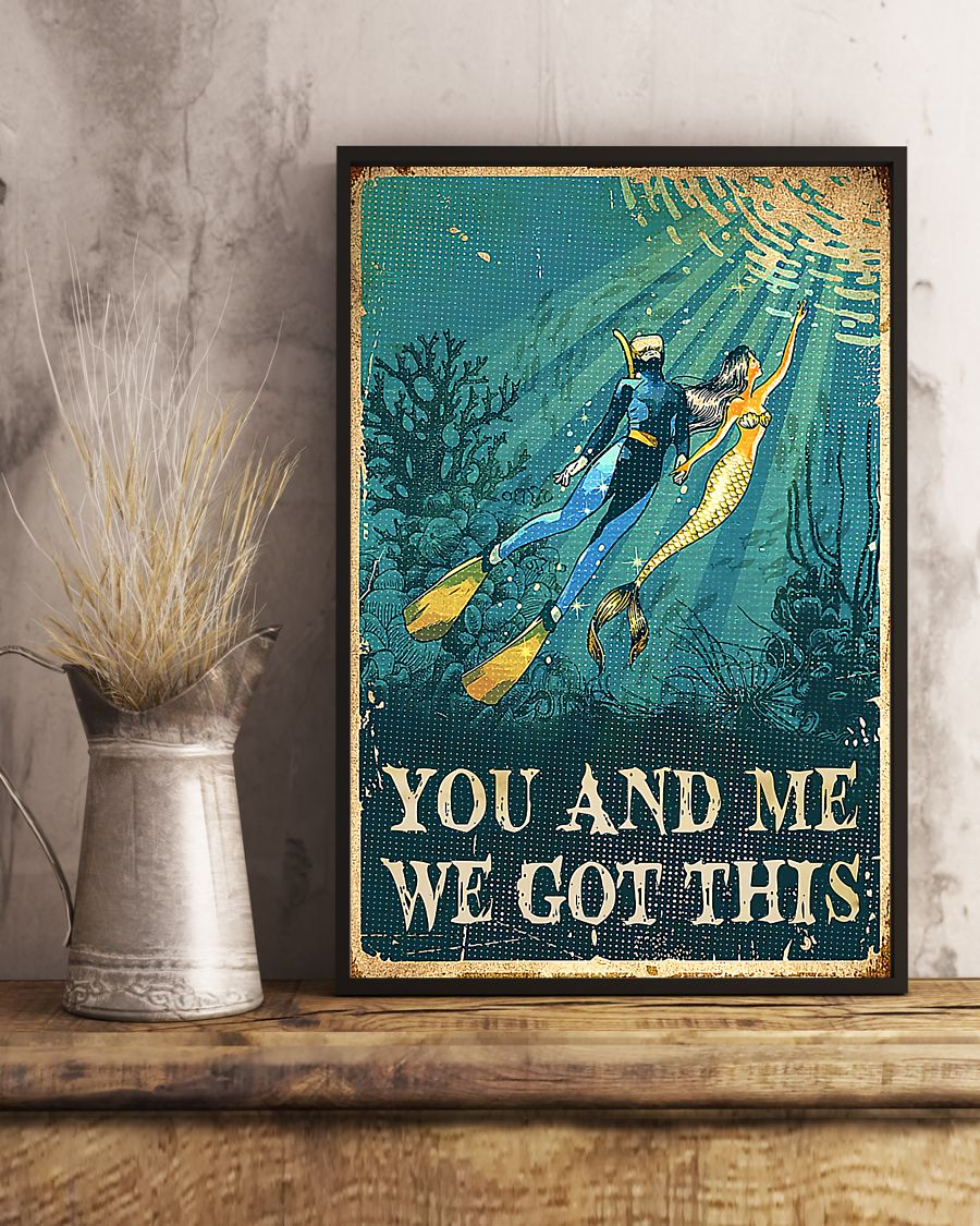 Scuba Diving Mermaid Loves Canvas Prints You And Me We Got This Vintage Wall Art Gifts Vintage Home Wall Decor Canvas - Mostsuit
