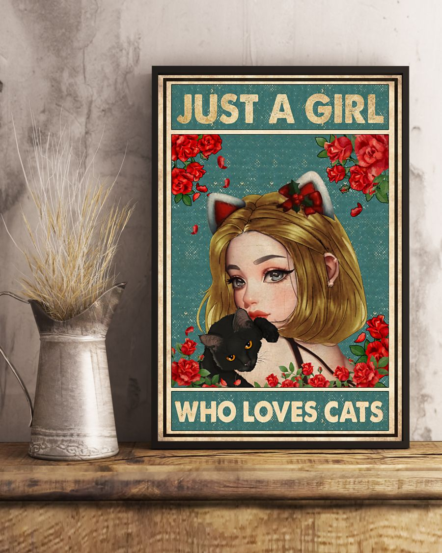 Just A Girl Who Loves Cats Poster Vintage Room Home Decor Wall Art Gifts Idea - Mostsuit