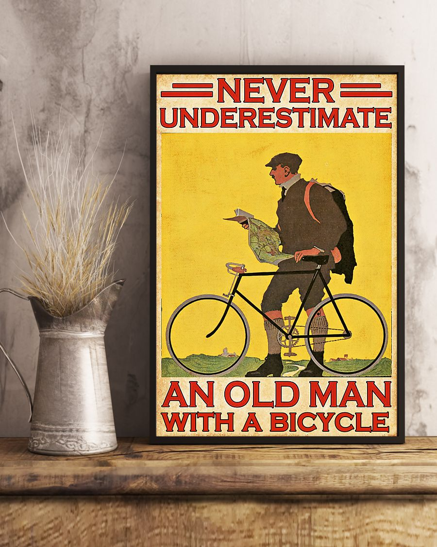 Cycling Poster Never Underestimate Old Man With A Bicycle Vintage Room Home Decor Wall Art Gifts Idea - Mostsuit