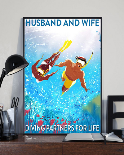 Diving Poster Husband And Wife Diving Partner For Life Vintage Room Home Decor Wall Art Gifts Idea - Mostsuit