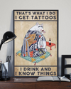 Tattoos Cat Drink Wine That's What I Do Canvas Prints Vintage Wall Art Gifts Vintage Home Wall Decor Canvas - Mostsuit