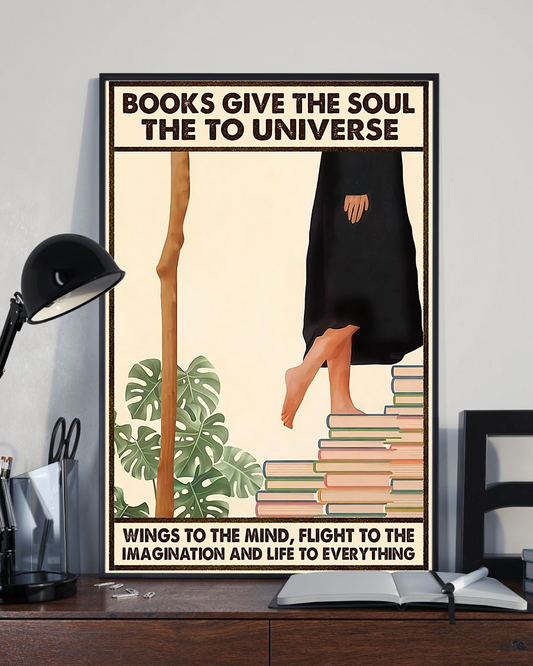 Book Girl Poster Books Give The Soul The To Universe Vintage Room Home Decor Wall Art Gifts Idea - Mostsuit