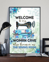 Sewing Canvas Prints Welcome To My Woman Cave Also Known As The Sewing Room Vintage Wall Art Gifts Vintage Home Wall Decor Canvas - Mostsuit