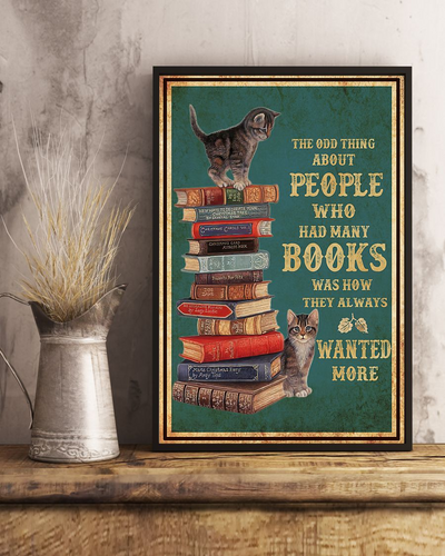 Cat And Book Loves Canvas Prints The Odd Thing About People Vintage Wall Art Gifts Vintage Home Wall Decor Canvas - Mostsuit