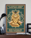 Yoga Cat Poster I'm Mostly Peace Love And Light Vintage Room Home Decor Wall Art Gifts Idea - Mostsuit