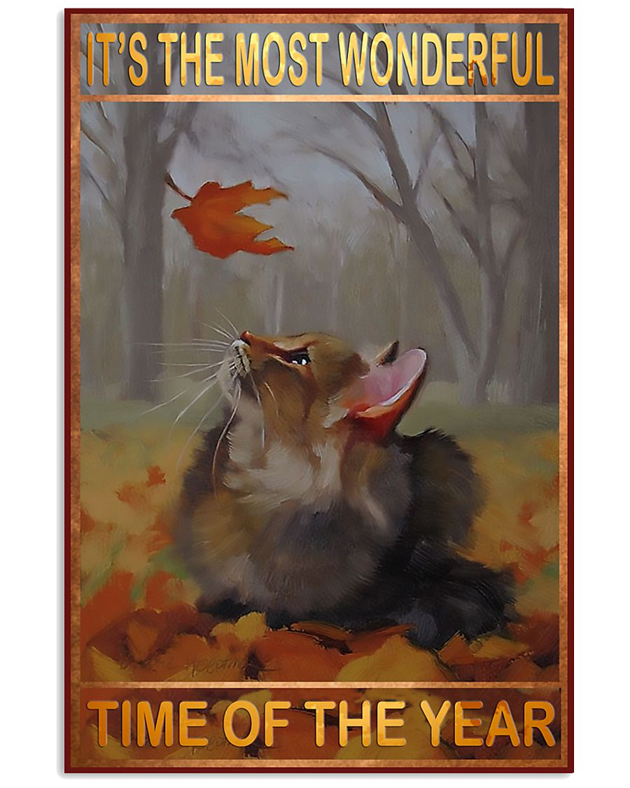 Cat Autumn It's The Most Wonderful Canvas Prints Vintage Wall Art Gifts Vintage Home Wall Decor Canvas - Mostsuit