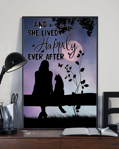 Cat Loves Poster And She Lived Happily Ever After Vintage Room Home Decor Wall Art Gifts Idea - Mostsuit