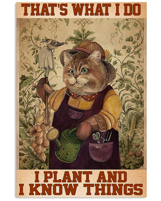 Cat Canvas Prints That's What I Do I Plant And I Know Things Vintage Wall Art Gifts Vintage Home Wall Decor Canvas - Mostsuit