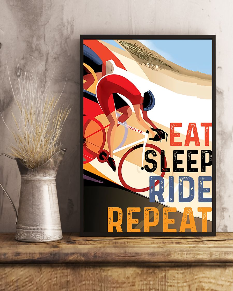 Cycling Canvas Prints Eat Sleep Ride Repeat Vintage Wall Art Gifts Vintage Home Wall Decor Canvas - Mostsuit