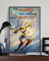 Rabbit Skiing Slopes Calling And I Must Go Canvas Prints Vintage Wall Art Gifts Vintage Home Wall Decor Canvas - Mostsuit