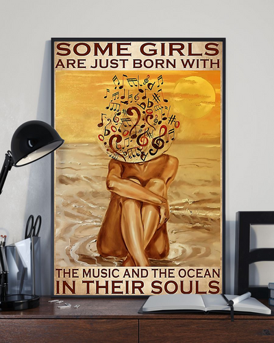 Musical Girl Music And Ocean In Their Soul Canvas Prints Vintage Wall Art Gifts Vintage Home Wall Decor Canvas - Mostsuit