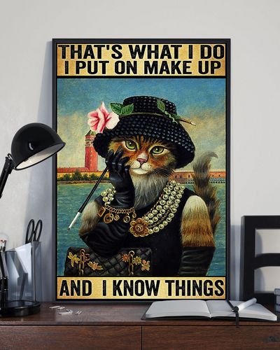 Smoking Cat Canvas Prints That's What I Do I Put On Make Up And I Know Things Vintage Wall Art Gifts Vintage Home Wall Decor Canvas - Mostsuit