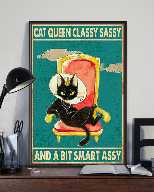 Black Cat Poster Cat Queen Classy Sassy And A Bit Smart Assy Vintage Room Home Decor Wall Art Gifts Idea - Mostsuit