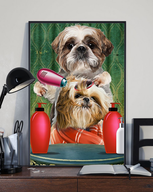 Shih Tzu Comb Hair Stylist Dog Groomer Canvas Prints Vintage Wall Art Gifts Vintage Home Wall Decor Canvas - Mostsuit