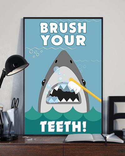 Shark Loves Funny Canvas Prints Brush Your Teeth Wall Art Gifts Vintage Home Wall Decor Canvas - Mostsuit