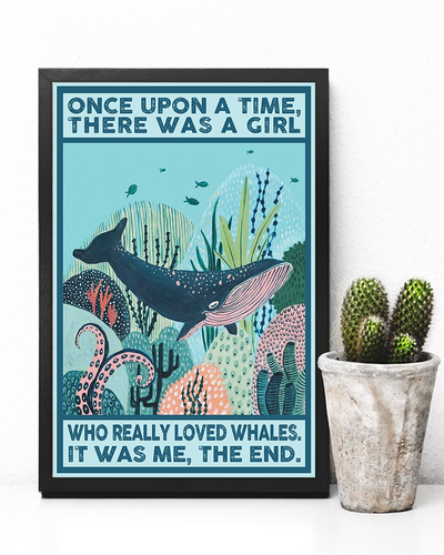 Whale Loves Canvas Prints Once Upon A Time There Was A Girl Vintage Wall Art Gifts Vintage Home Wall Decor Canvas - Mostsuit