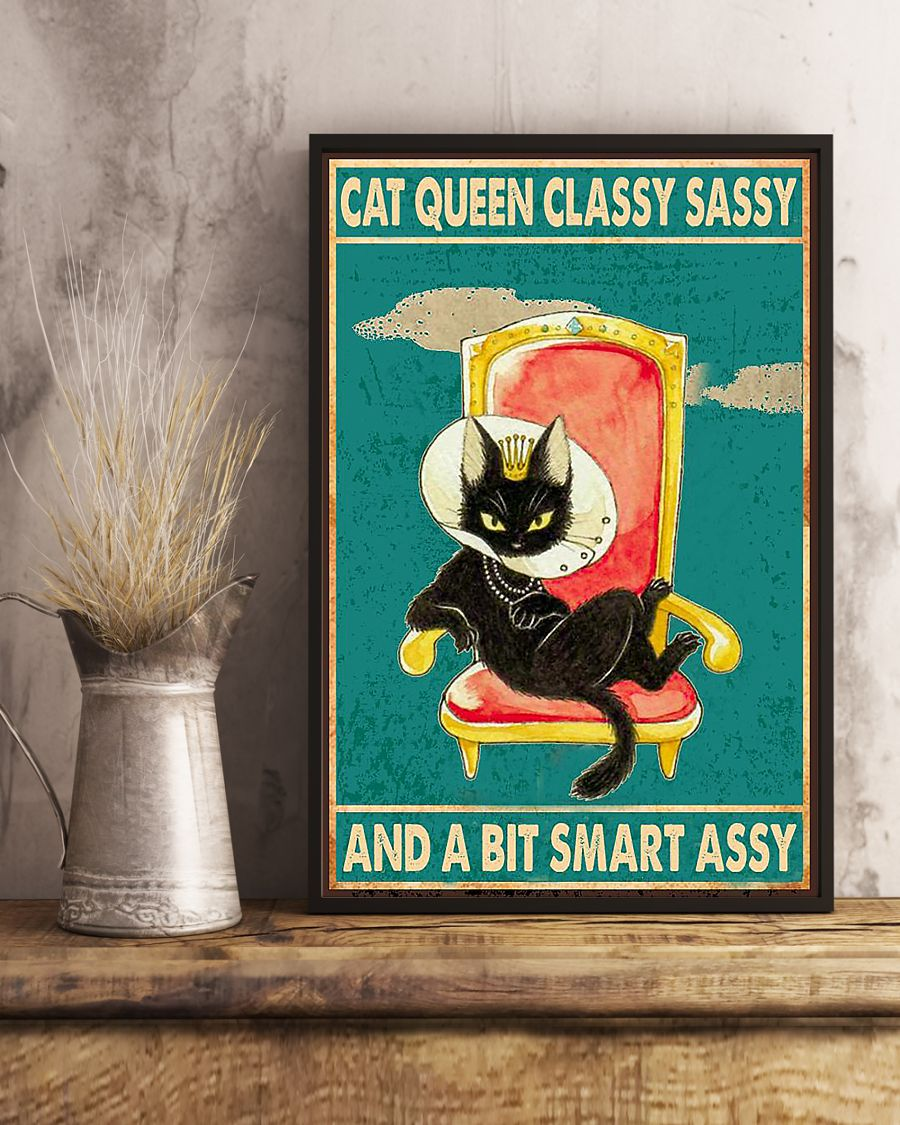 Black Cat Poster Cat Queen Classy Sassy And A Bit Smart Assy Vintage Room Home Decor Wall Art Gifts Idea - Mostsuit