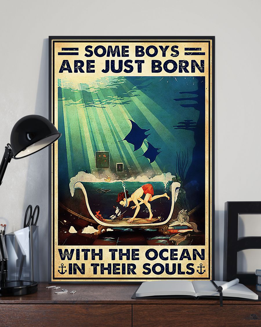 Scuba Diving Boy Poster Ocean Lovers Vintage Room Home Decor Wall Art Gifts Idea - Mostsuit