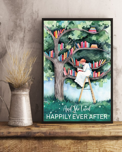 Reading Book Loves Poster And She Lived Happily Ever After Vintage Room Home Decor Wall Art Gifts Idea - Mostsuit