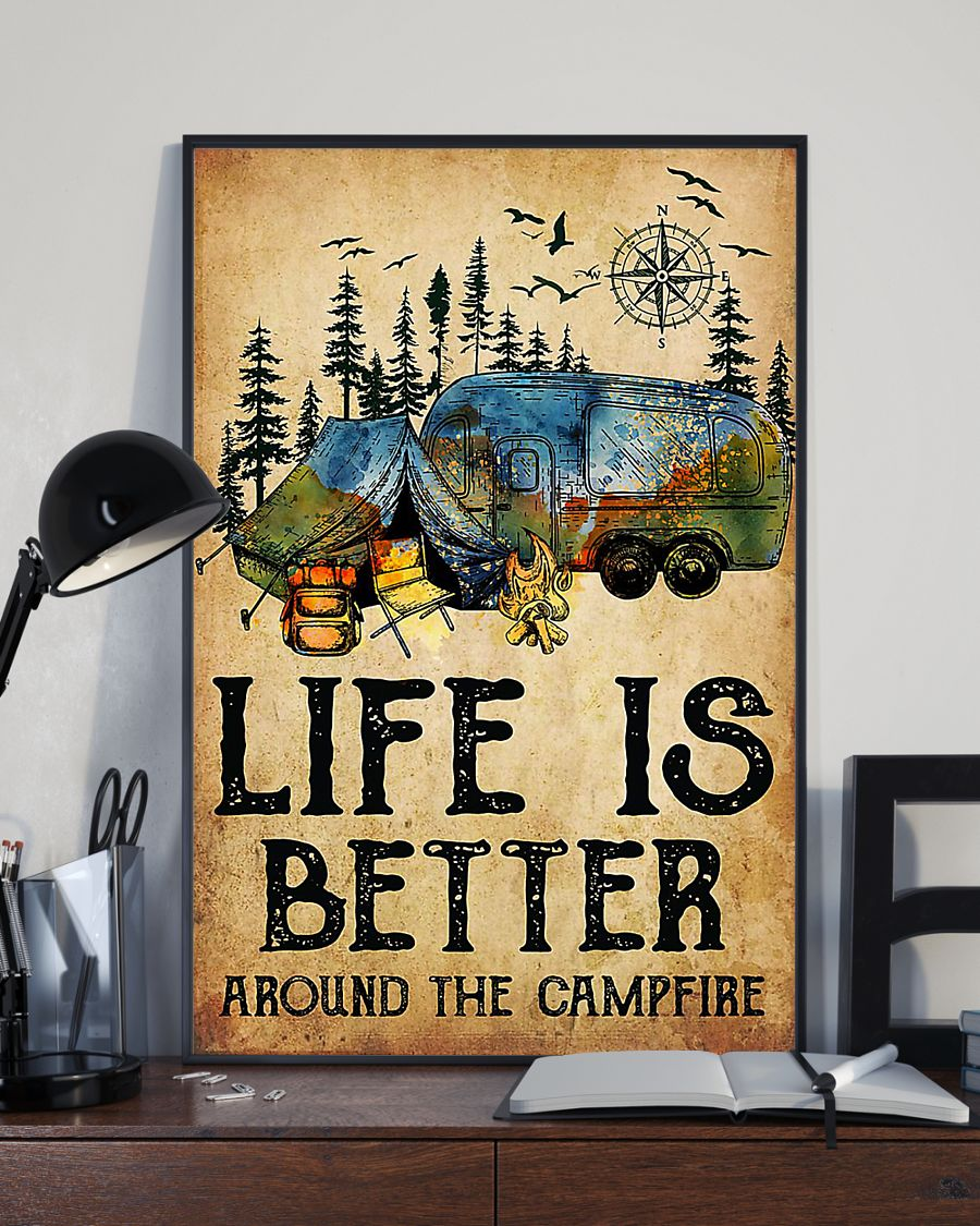 Camping Poster Life Is Better Around The Campfire Vintage Room Home Decor Wall Art Gifts Idea - Mostsuit