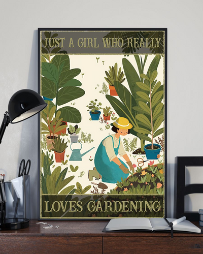 Gardener Garden Loves Poster Just A Girl Who Loves Gardening Room Home Decor Wall Art Gifts Idea - Mostsuit
