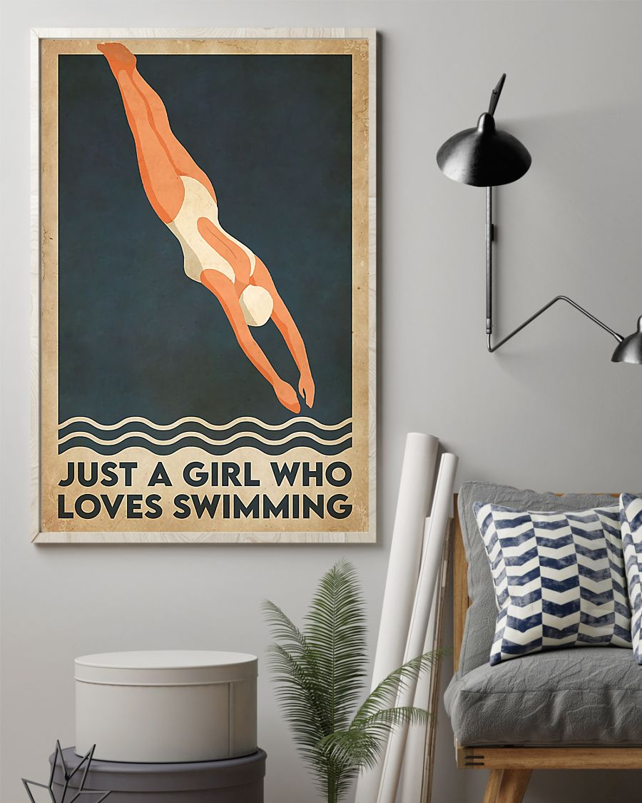 Swimmer Just A Girl Who Loves Swimming Poster Vintage Room Home Decor Wall Art Gifts Idea - Mostsuit