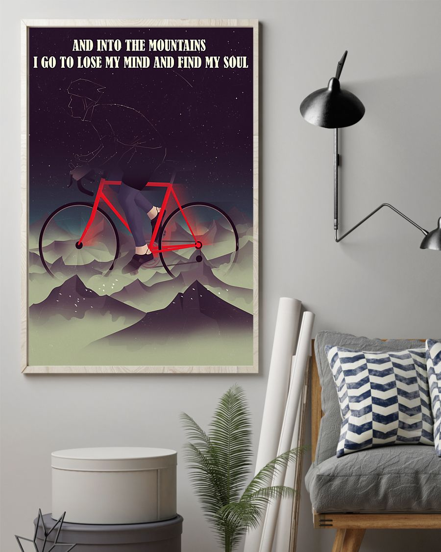 Cycling Canvas Prints Into The Mountains I Go Lose My Mind And Find My Soul Vintage Wall Art Gifts Vintage Home Wall Decor Canvas - Mostsuit