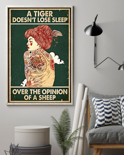 Tattooed Girl A Tiger Doesn't Lose Sleep Canvas Prints Vintage Wall Art Gifts Vintage Home Wall Decor Canvas - Mostsuit