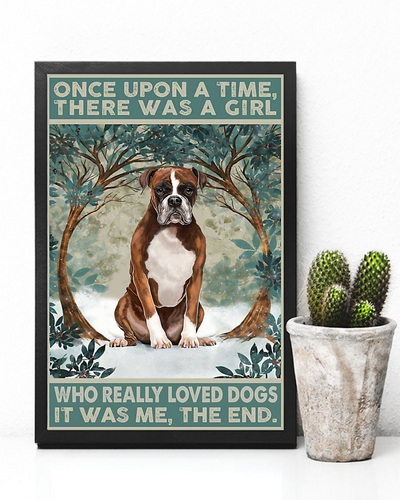 Pit Bull Dog Loves Poster Once Upon A Time Vintage Room Home Decor Wall Art Gifts Idea - Mostsuit