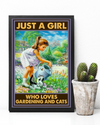 Cat Garden Poster Just A Girl Who Loves Gardening And Cats Vintage Room Home Decor Wall Art Gifts Idea - Mostsuit