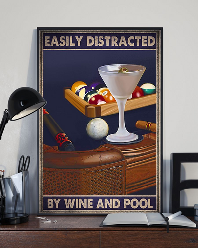 Pool And Wine Canvas Prints Easily Distracted Vintage Wall Art Gifts Vintage Home Wall Decor Canvas - Mostsuit