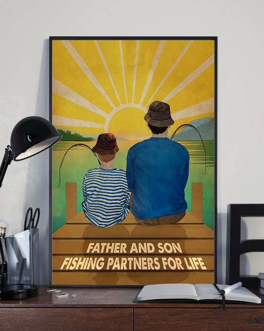 Fishing Partners For Life Father And Son Canvas Prints Vintage Wall Art Gifts Vintage Home Wall Decor Canvas - Mostsuit