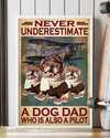 Pilot Pug Canvas Prints Never Underestimate A Dog Dad Who Is Also A Pilot Vintage Wall Art Gifts Vintage Home Wall Decor Canvas - Mostsuit