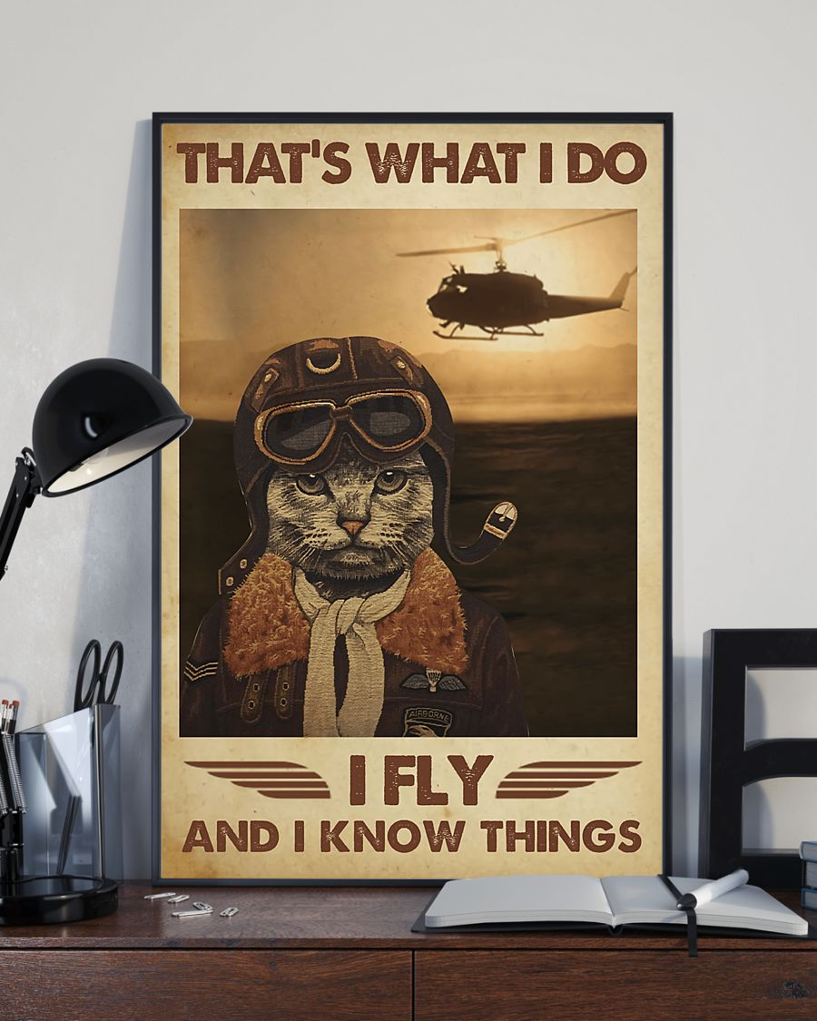 Pilot Cat Canvas Prints That's What I Do I Fly And I Know Things Vintage Wall Art Gifts Vintage Home Wall Decor Canvas - Mostsuit