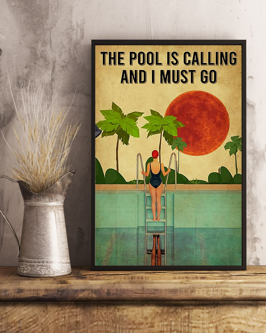 Swimming Girl Canvas Prints The Pool Is Calling And I Must Go Vintage Wall Art Gifts Vintage Home Wall Decor Canvas - Mostsuit